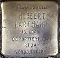 Stolperstein für Norbert Hartmann (Roonstraße 28)