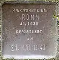 Stolperstein für ein Romm, Stein-Nr. 104 (Holzmarkt 1)