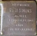 Stolperstein für Ruth Simons (Im Dau 12)
