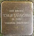 Stolperstein für Schaja Tabaksman (Kleiner Griechenmarkt 31)