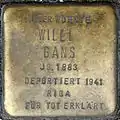 Stolperstein für Willi Gans (Bonner Straße 33)