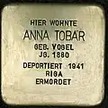 Stolperstein für Anna Tobar (Kyffhäuserstraße 7)
