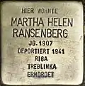 Stolperstein für Martha Helene Ransenberg (Eifelstraße 6)