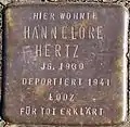 Stolperstein für Hannelore Hertz (Görresstraße 15)