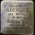 Stolperstein für Alice Bender (Lungengasse 43)