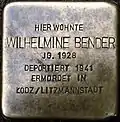 Stolperstein für Wilhelmine Bender (Lungengasse 43)