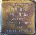 Stolperstein für Günther Kaufmann (Mozartstraße 54)