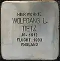 Stolperstein für Wolfgang L. Tietz (Parkstraße 61)