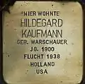 Stolperstein für Hildegard Kaufmann (Stadtwaldgürtel 65–67)