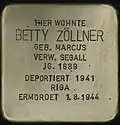 Stolperstein für Betty Zöllner (Volksgartenstraße 15)