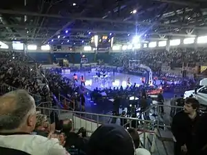 Saisoneröffnungsspiel der Basketballer von Island Storm aus der NBLC im Eastlink Centre (2013).