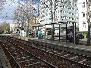 Teilblick auf das ehem. Carl-Bosch-Haus, Hamburger Allee 26–28
