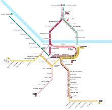 Netzplan der Heidelberger Straßenbahnen mit Neckar als referenz