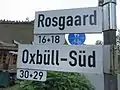 Straßenschilder Oxbüll-Süd und Rosgaard