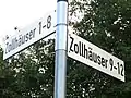 Straßenschilder zu den Zollhäusern von Altholzkrug
