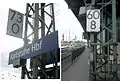 Verschiedene Kilometerangaben, Karlsruhe Hbf, Gleis 6 und Gleis 1