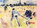 Mäher und Binderin (Aquarell, 1922)