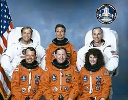 v. l. n. r. Vorne: Blaine Hammond, Richard Richards, Susan Helms;Hinten: Mark Lee, Jerry Linenger, Carl Meade