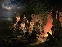 Biwak der polnischen Ulanen bei Wagram 1809. Öl auf Leinwand 82 × 109 cm, 1859, Nationalmuseum Warschau, Deposit im Kreismuseum Radom.