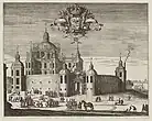 Die alte Wasaburg, wie sie in Suecia antiqua et hodierna dargestellt ist.