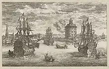 Turmfort der späteren Inselfestung Vaxholm, Zeichnung nach 1660, Schweden