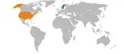 Lage von Schweden und Vereinigte Staaten
