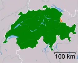 Lage von Liechtenstein und Schweiz