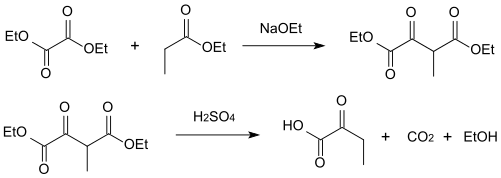 Herstellung von 2-Oxobutansäure durch Claisen-Kondensation