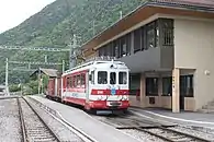 Zug mit BDeh 4/4 514 in Ollon vor der Spannungsumstellung 2016
