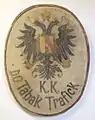 Tabakmuseum in Frastanz, Rathaus – Wandschild: "k. k. Tabak-Trafick" mit Doppeladler.