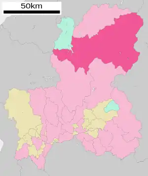 Lage Takayamas in der Präfektur