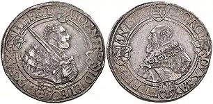 Kurfürst Johann Friedrich der Großmütige und Herzog Georg, Guldengroschen 1536, Münzstätte Buchholz