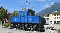Lokomotive Nr. 2 am Rathausplatz in Garmisch-Partenkirchen