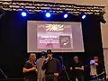 Die Lifebühne auf der tattoomenta 2018. Ansageunikum Jörg Zimmermann aka Knicki Knacki und Dirk-Boris Rödel.