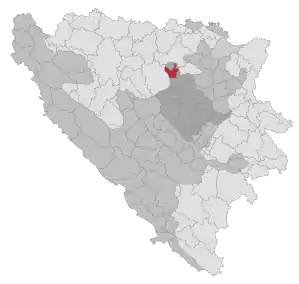Lage der Gemeinde Tešanj in Bosnien und Herzegowina (anklickbare Karte)