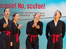 Die ladinische Barbershop Frauengruppe tel Tipes aus dem Grödnertal in einem Konzert.