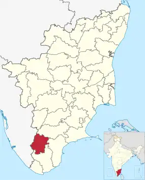 Positionskarte des Distrikts Tenkasi