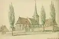 Kirche St. Maria Magdalena, aquarellierte Bleistiftzeichnung 1872