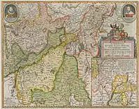 Territorialkarte de Hertochdommen Gulick, Cleve, Berghe en de Graeffschappen van der Marck en Ravensbergh