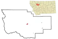 Lage der Stadt in Montana