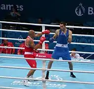 Valentino Manfredonia (Rot) im Finalkampf der Europaspiele 2015