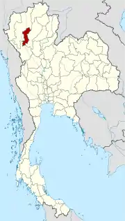 Karte von Thailand mit der Provinz Lamphun hervorgehoben