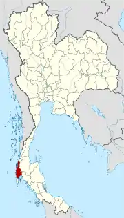 Karte von Thailand mit der Provinz Phang-nga hervorgehoben
