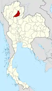 Karte von Thailand mit der Provinz Phrae hervorgehoben