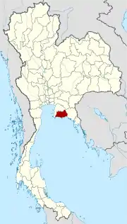 Karte von Thailand mit der Provinz Rayong hervorgehoben