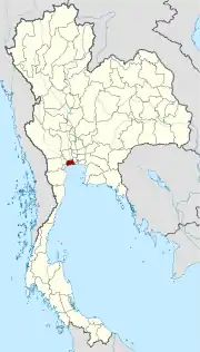 Karte von Thailand mit der Provinz Samut Sakhon hervorgehoben