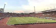 Blick durch das Stadion von Tor zu Tor