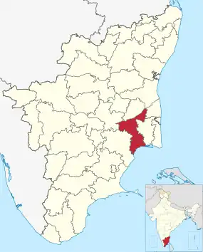 Positionskarte des Distrikts Thanjavur
