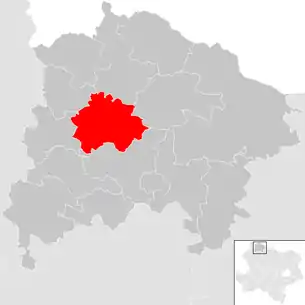 Lage der Gemeinde Thaya (Niederösterreich) im Bezirk Waidhofen an der Thaya (anklickbare Karte)