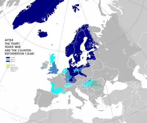 Nach der Gegenreformation, Hugenottenkriegen und dem Dreißigjährigen Krieg